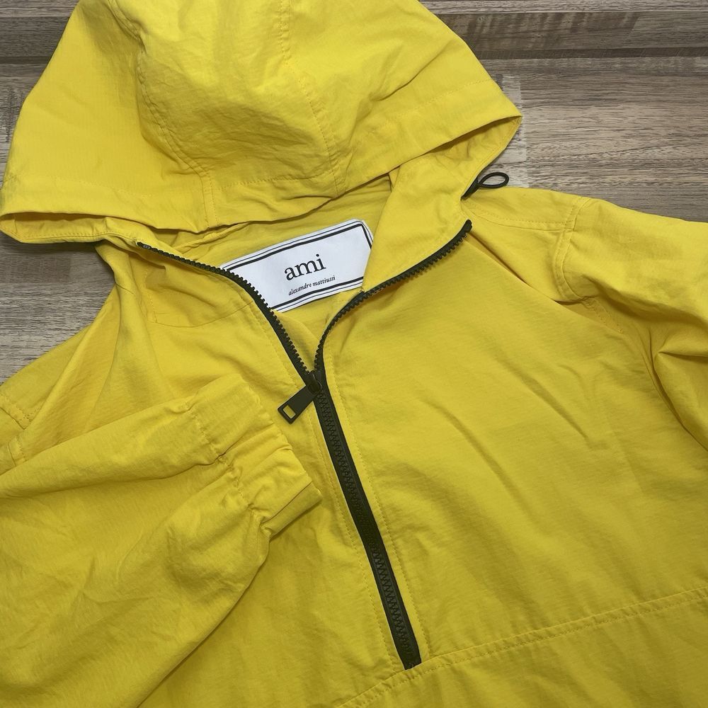 Ami Alexandre Mattiussi 1/4 Zip Ripstop Hooded‎ Windbreaker Men Yellow Designer